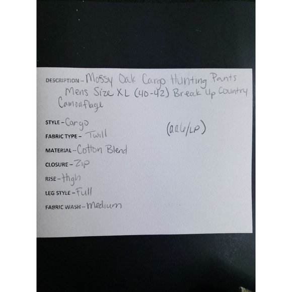 Mossy Oak Cargo Hunting Pants Men's Size XL (40-42) Breakup Camouflage - Picture 10 of 10